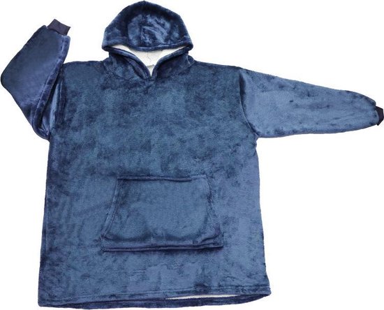 Blanket à capuche - Plaid avec manches - Super doux - Couverture- Blauw- Couverture de camping adulte