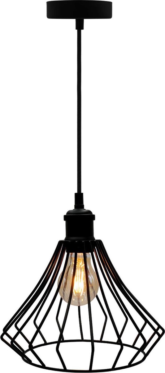 Hanglamp Kiki - zwart - industrieel | Ideaal voor in de woonkamer, eetkamer of slaapkamer