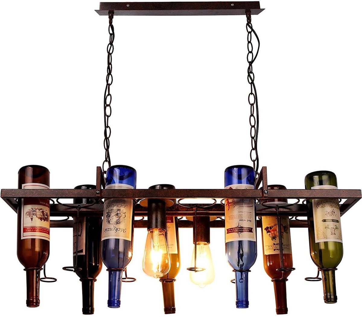 Hoeveelheid geld haai Straat Loft Retro wijnflessen lamp - E27 LED - Flessen niet inbegrepen | bol.com
