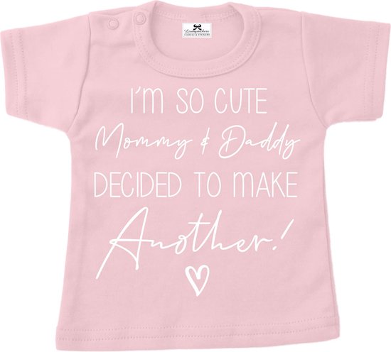 Grote zus T-shirt-I'm so cute-roze-wit-Maat 74 | bol.com