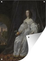 Tuinschilderij Reproductie van het Portret van Maria Henriëtte Stuart - Schilderij van Bartholomeus van der Helst - 60x80 cm - Tuinposter - Tuindoek - Buitenposter