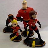 Speelset van de Incredibles - met Dash, Violet, Mr Incredibles en Elastgirl - 8cm - kunststof