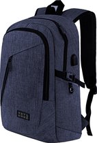 TravelMore Rugzak Slim Fit - Schooltas - 15,6 inch Laptop Rugtas - Dames/Heren - 25L - Waterafstotend - Blauw
