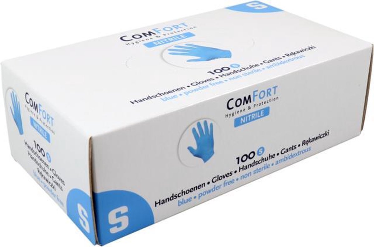 Goedkoopste Comfort Blauwe Nitril Handschoenen - Poedervrij - Maat S ( 100 Stuks