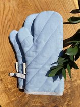 VANLINNEN - Linen oven mitts 2 pieces- Dusty blue - keuken accessoires - ovenwanten - 100% linnen