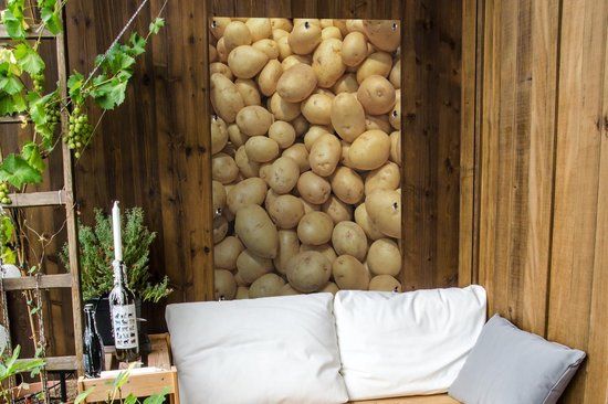 Pommes de terre pelées en tas dans les basses terres du Chili Poster jardin 80x120 cm - Toile de jardin / Toile d'extérieur / Peintures pour l'extérieur (décoration de jardin)
