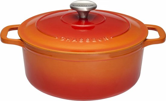 Cocotte ronde en fonte émaillée Chasseur Orange Flamboyante 6.1l - 28 cm. |  bol.com