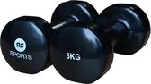 RS Sports Dumbells set - 2 x 5 kg dumbbells - Vinyl - Zwart