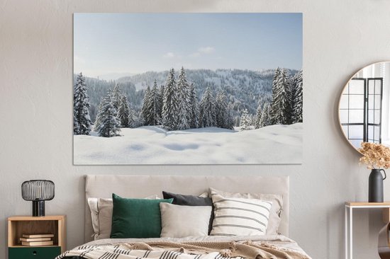 Tableau sur toile Paysage d'hiver enneigé par temps clair - 150x100 cm - Décoration murale