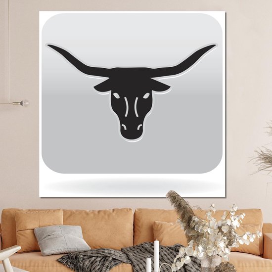 Une icône illustration de la toile Texas Longhorn 120x160 cm - Tirage photo sur toile (Décoration murale salon / chambre) / Animaux de la ferme Peintures sur toile XXL / Groot format!