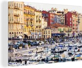 Le port animé de la ville française Nice Toile 140x90 cm - Tirage photo sur toile (Décoration murale salon / chambre) / Villes européennes Peintures sur toile