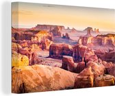 Canvas Schilderij Panorama van de Monument Valley in Amerika - 120x80 cm - Wanddecoratie