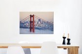 Canvas Schilderij Mistig rond de Golden Gate Bridge en San Francisco - 60x40 cm - Wanddecoratie