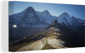 Canvas Schilderij Uitzicht op de Eiger In Zwitserland - 40x20 cm - Wanddecoratie