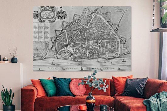 Peintures sur toile - Plan de la ville - Nijmegen - Antique - 150x100 cm - Décoration murale