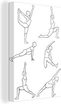Une illustration de six poses pour toile de yoga 90x140 cm - Tirage photo sur toile (Décoration murale salon / chambre)