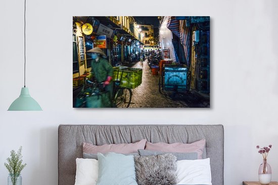 Le vieux quartier de Hanoi Vietnam Toile 180x120 cm - Tirage photo sur toile (Décoration murale salon / chambre) XXL / Groot format!