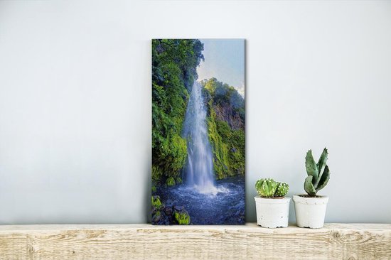 Canvas Schilderij Waterval in het Nationaal park Whanganui in Nieuw-Zeeland - 20x40 cm - Wanddecoratie