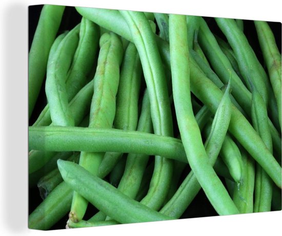Gros plan de haricots verts verts frais Toile 30x20 cm - petit - Tirage photo sur toile (Décoration murale salon / chambre)