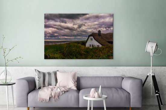 Maison dans les dunes au bord de la mer Baltique toile 140x90 cm - Tirage photo sur toile (Décoration murale salon / chambre) / Mer et plage