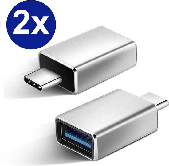 Vues USB-C naar USB 3.0 Adapter - 2 stuks - Thunderbolt 3 - Converter Hub - Zilver - OTG Verloop