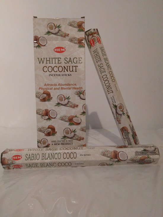 Hem Wierookstokjes White Sage and Coconut 20 stokjes Wierook met Salie en Cocos geur