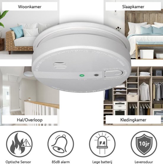 ELRO FS1105P 230V Rookmelder - Aan te sluiten op het lichtnet - met 5 jaar back-up batterij - Voldoet aan Bouwbesluit