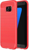 Voor Galaxy S7 Edge / G935 geborstelde textuurvezel TPU robuuste pantser beschermhoes (rood)