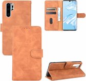 Voor Huawei P30 Pro Effen Kleur Huid Voel Magnetische Gesp Horizontale Flip Kalfsstructuur PU Lederen Case met Houder & Kaartsleuven & Portemonnee (Bruin)