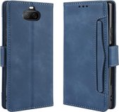 Voor Sony Xperia 8 Wallet Style Skin Feel Kalfspatroon lederen tas met aparte kaartsleuf (blauw)