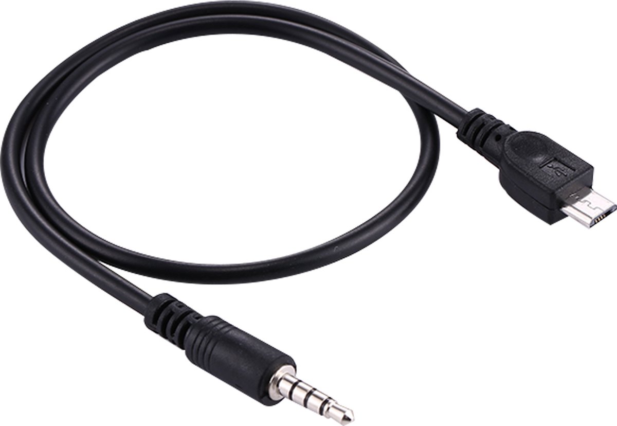 Let op type!! 3.5mm Male naar Micro USB Male Audio AUX Kabel Lengte: over 40cm(zwart)