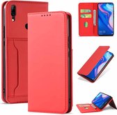 Voor Huawei P Smart Z / Y9 Prime (2019) Sterk magnetisme Vloeibaar gevoel Horizontaal Flip lederen tas met houder & kaartsleuven & portemonnee (rood)