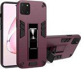 Voor Samsung Galaxy A81 2 in 1 PC + TPU schokbestendige beschermhoes met onzichtbare houder (wijnrood)