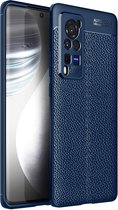 Voor Vivo X60 Pro Litchi Texture TPU schokbestendig hoesje (blauw)