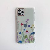 Geschilderd patroon Dubbelzijdig lamineren TPU beschermhoes voor iPhone 11 (kleurrijke bloemen)