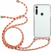 Voor Motorola Moto G8 Play Four-Corner Anti-Fall transparante TPU beschermhoes met lanyard (oranjegeel)