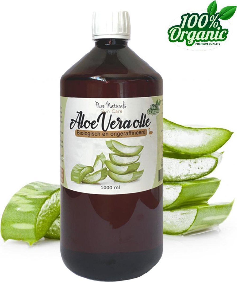 Goedkoopste Aloë Vera 1000 ml - Kalmerende Massage olie - Biologisch - Bio oil - 100 puur huidverzorging - Pure Naturals