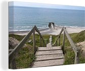 Escalier en bois à la plage de Bovbjerg dans le Jutland occidental Danemark toile 2cm 60x40 cm - Tirage photo sur toile (Décoration murale salon / chambre)