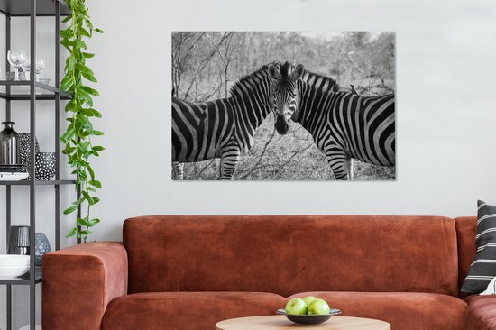 Deux zèbres toile 2cm 140x90 cm - impression photo sur toile peinture Décoration murale salon / chambre à coucher) / Animaux sauvages Peintures Toile