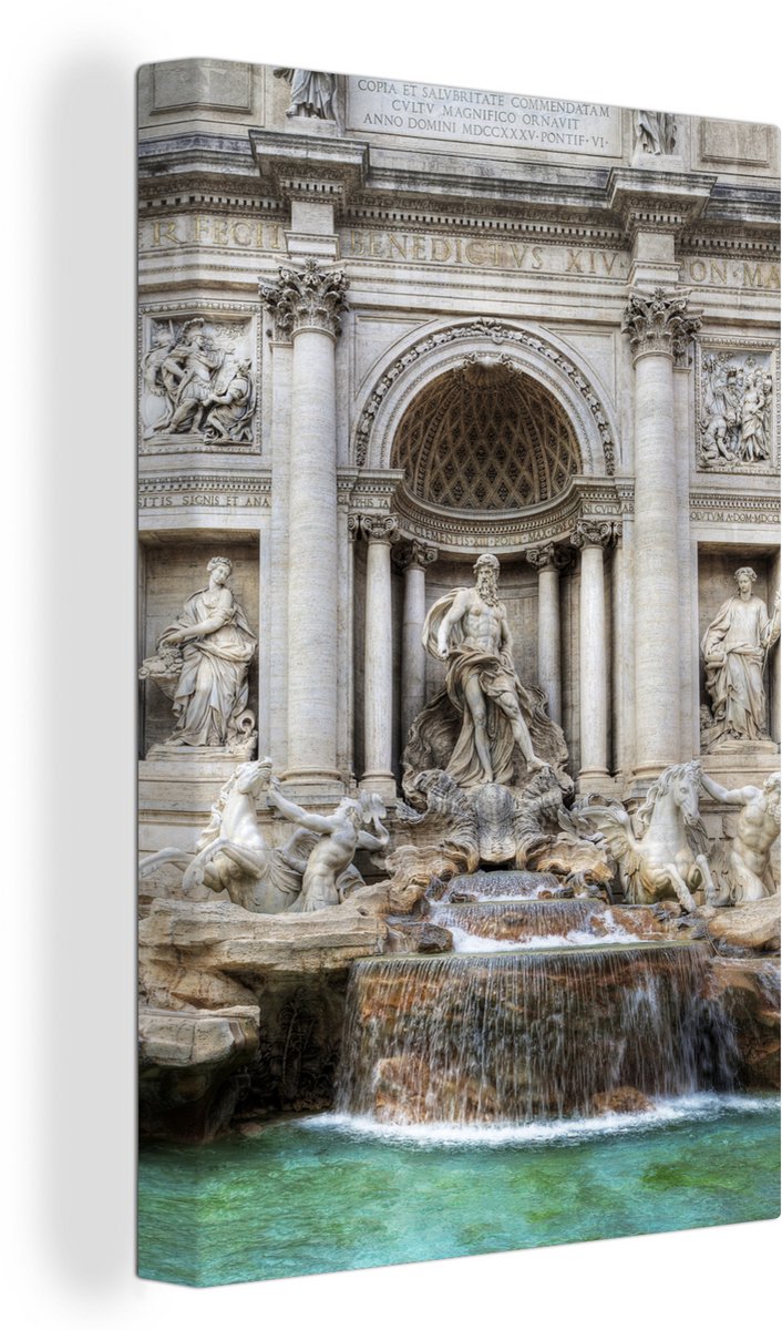 Canvas Schilderij Standbeelden in de Trevifontein in Rome - 80x120 cm - Wanddecoratie