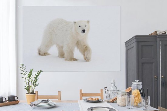 Tableaux sur Peintures Ours Polaire - Neige - Wit - 150x100 cm - Décoration murale