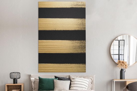 Quatre coups de pinceau dorés 120x180 cm - Tirage photo sur toile (Décoration murale salon / chambre) XXL / Groot format!