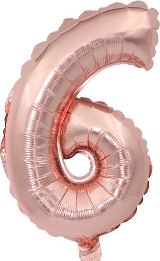 Cijfer ballon 6 jaar Babydouche - rose goud folie helium ballonnen - 100 cm - rosé zes verjaardag versiering