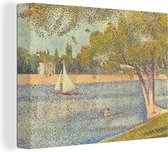 Canvas schilderij 160x120 cm - Wanddecoratie De Seine bij La Grande Jatte - Schilderij van Georges Seurat - Muurdecoratie woonkamer - Slaapkamer decoratie - Kamer accessoires - Schilderijen
