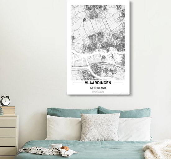 Tableau sur toile Carte de la ville de Vlaardingen - 120x180 cm - Décoration murale XXL