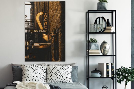 Toile Peinture Doré - Assiette - Ville - 80x120 cm - Décoration murale