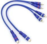 Tulp Splitter - RCA Splitter - set van 2 kabels - 2x male 1x female - Kwaliteit Kabel - 2 x 20CM - Blauw (CL195-MMF)