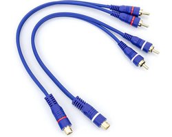 Tulp Splitter - RCA Splitter - Subwoofer Kabel - set van 2 kabels - 2x male 1x female - Kwaliteit Kabel - 2 x 20CM - Blauw (CL195-MMF)