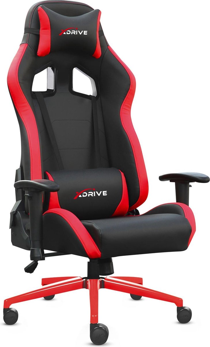 xDrive Professioneel Gaming Stoel – Gaming Stoel - Bureaustoel - 4D Armleuningen Fluwelen - Foam Kussens / Rood