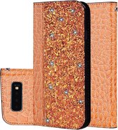Samsung Galaxy S10e Hoesje - Mobigear - Croco Glitter Serie - Kunstlederen Bookcase - Oranje - Hoesje Geschikt Voor Samsung Galaxy S10e
